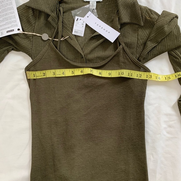 Top Shop Midi Dress Cardigan Style Button Down Ribbed Green NWOT - Picture 9 of 10